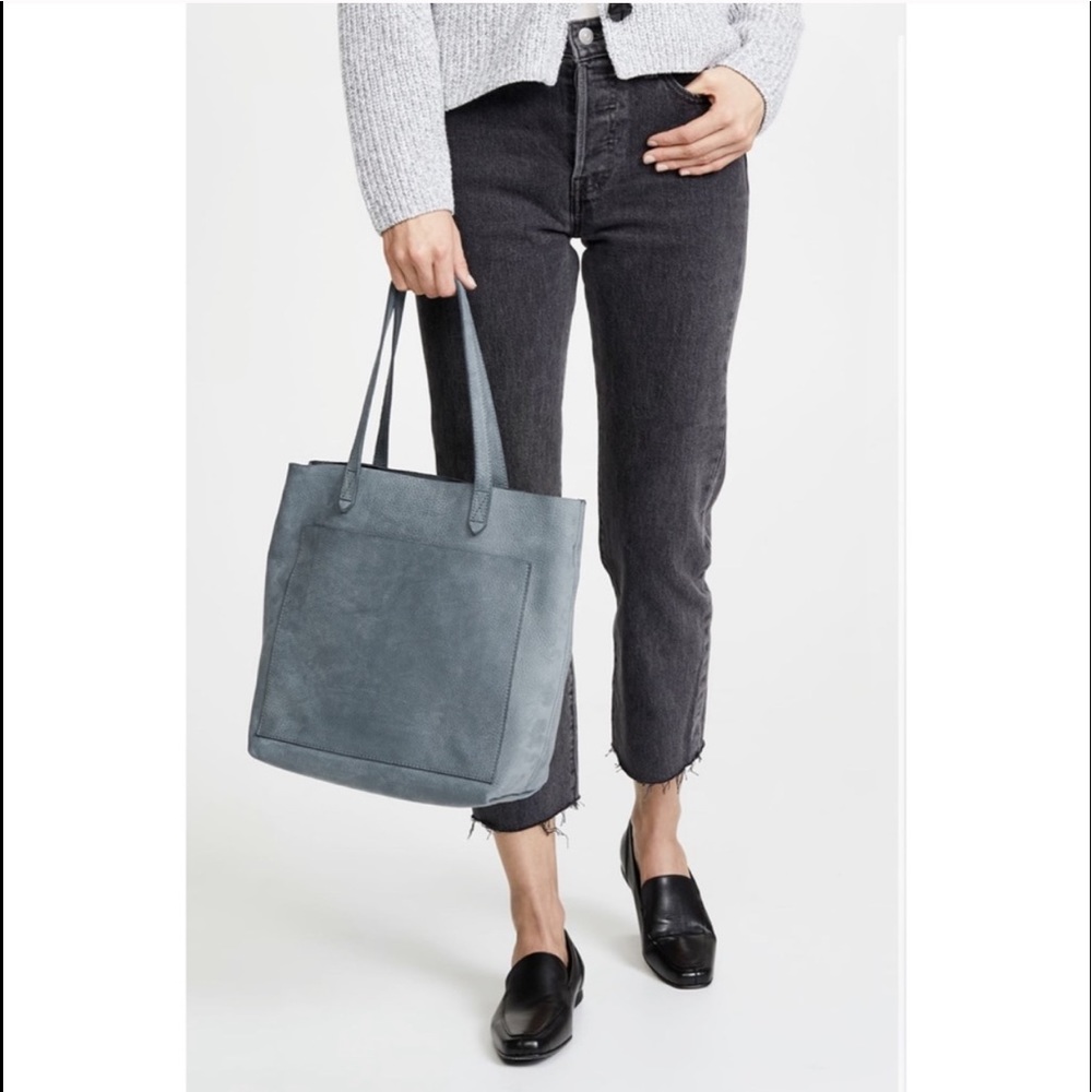 Madewell The Suede Medium Transport Tote in Gray